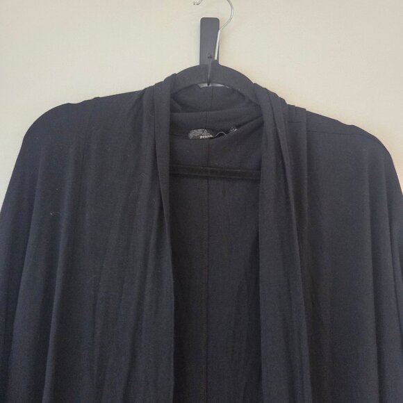 Prana Black Open Front Cardigan Sweater Lightweight Stretch Longline Women's M - Picture 3 of 5